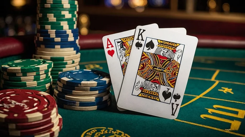 blackjack combination of cards and chips