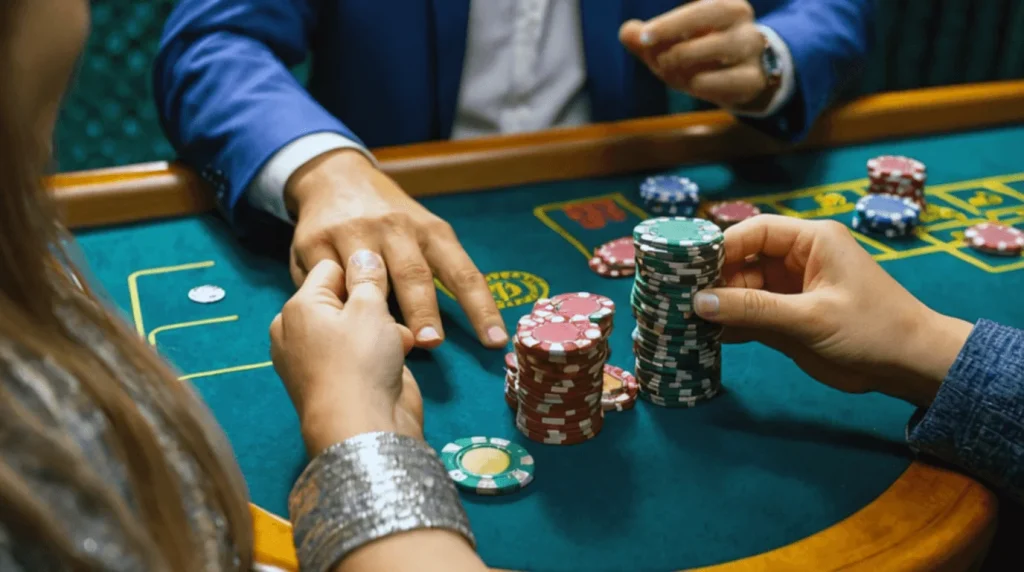 casino table with chips