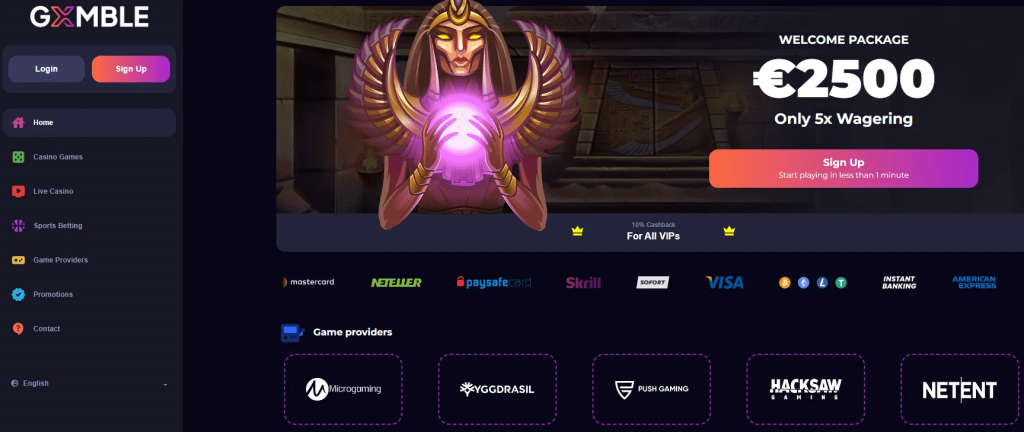 gxmble casino homepage